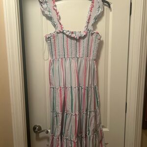 Crown and Ivy Striped Ruffle Midi Dress